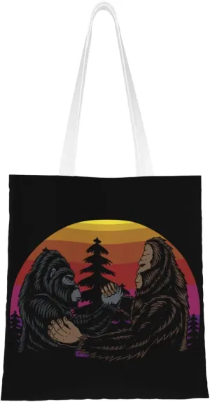 Cute Monkey Brothers Tote Bag for Women Canvas Shopping Bags Reusable Large Capacity Casual Shoulder Handbags Grocery Bags
