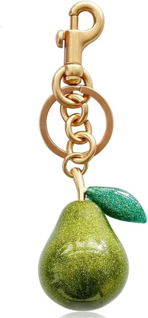 Cute Pear Keychain Bag Charms Car Keyrings Leather Handbags For Women