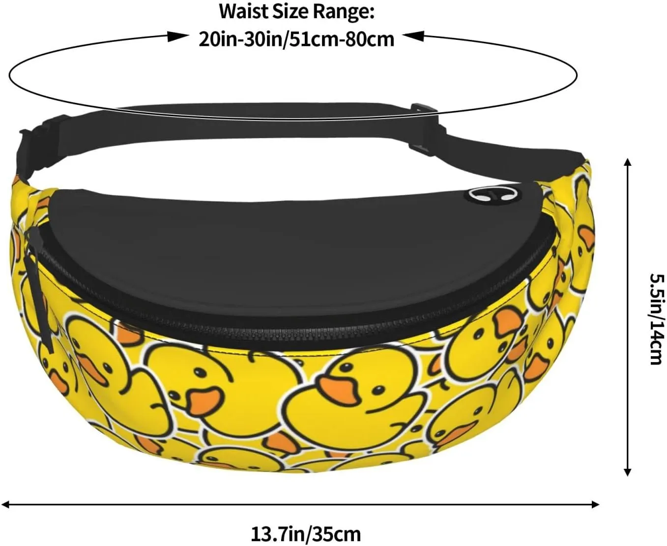 Cute Rubber Ducky Fanny Pack Crossbody Waist Bag Pack for Men Women. Belt Bag for Travel Walking Running Hiking Fishing.