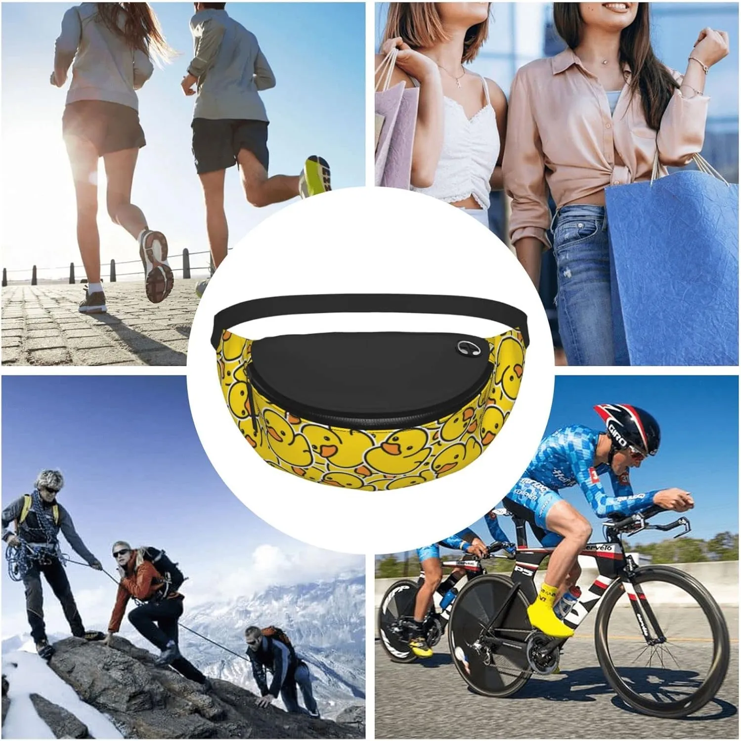 Cute Rubber Ducky Fanny Pack Crossbody Waist Bag Pack for Men Women. Belt Bag for Travel Walking Running Hiking Fishing.