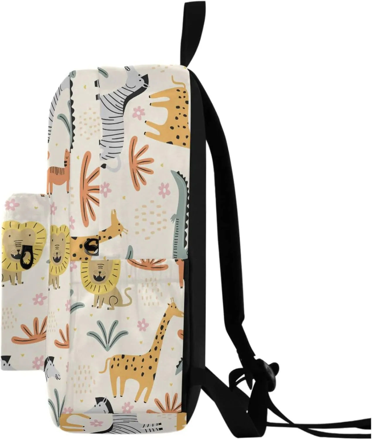 Cute Wild Animals Giraffe Zebra Childish Large Durable Laptop Backpack, Portable Travel Bag for Boys Girls School Bookbag Work Fit 15.6 Inch Notebook