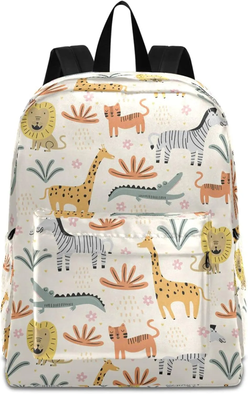 Cute Wild Animals Giraffe Zebra Childish Large Durable Laptop Backpack, Portable Travel Bag for Boys Girls School Bookbag Work Fit 15.6 Inch Notebook