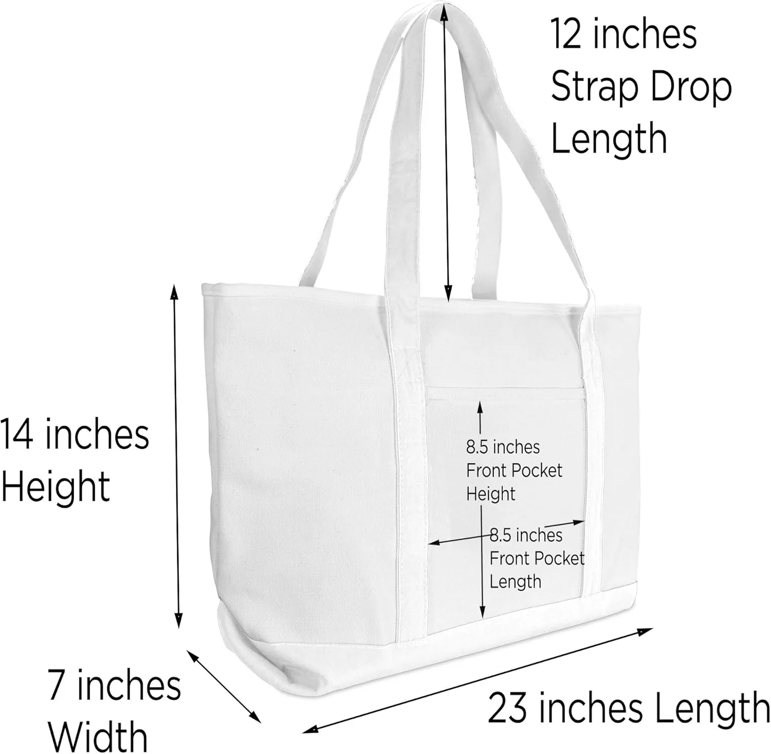 DALIX Large Canvas Tote Bag for Women Work Bag Beach Totes Monogrammed White A - Z