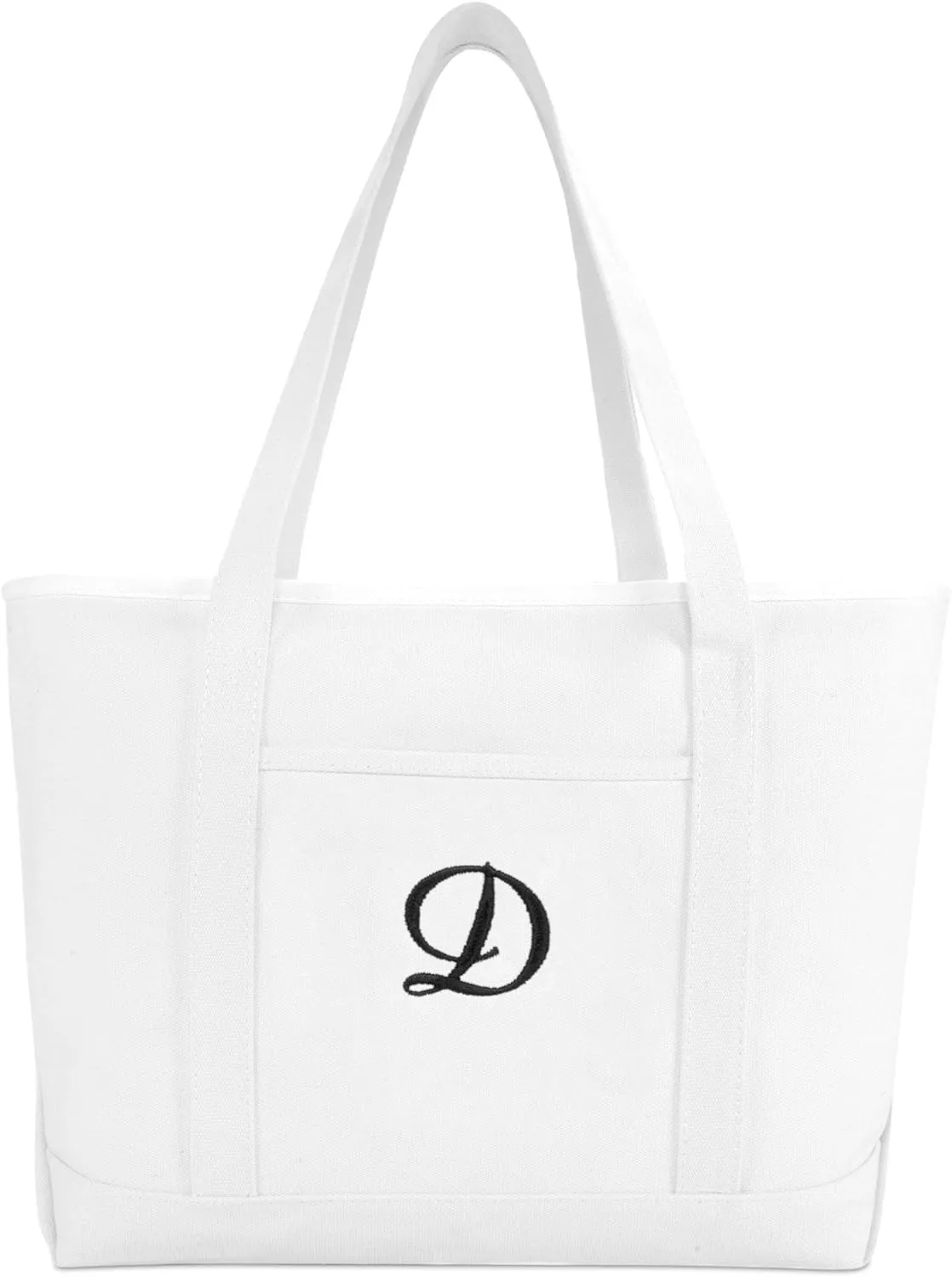DALIX Large Canvas Tote Bag for Women Work Bag Beach Totes Monogrammed White A - Z