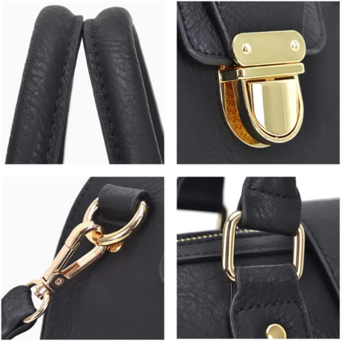 Dasein Women Barrel Handbags Fashion Satchel Bags Top Handle Shoulder Purses Vegan Leather Work Tote