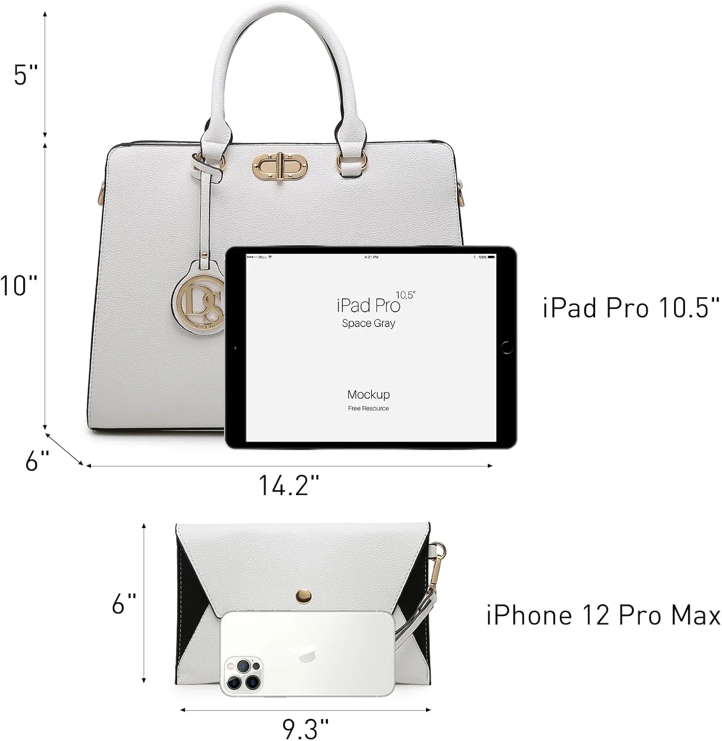 Dasein Women Handbags Purses Ladies Work Purse Satchel Tote Top Handle Shoulder Bags with Matching Clutch