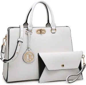 Dasein Women Handbags Purses Ladies Work Purse Satchel Tote Top Handle Shoulder Bags with Matching Clutch
