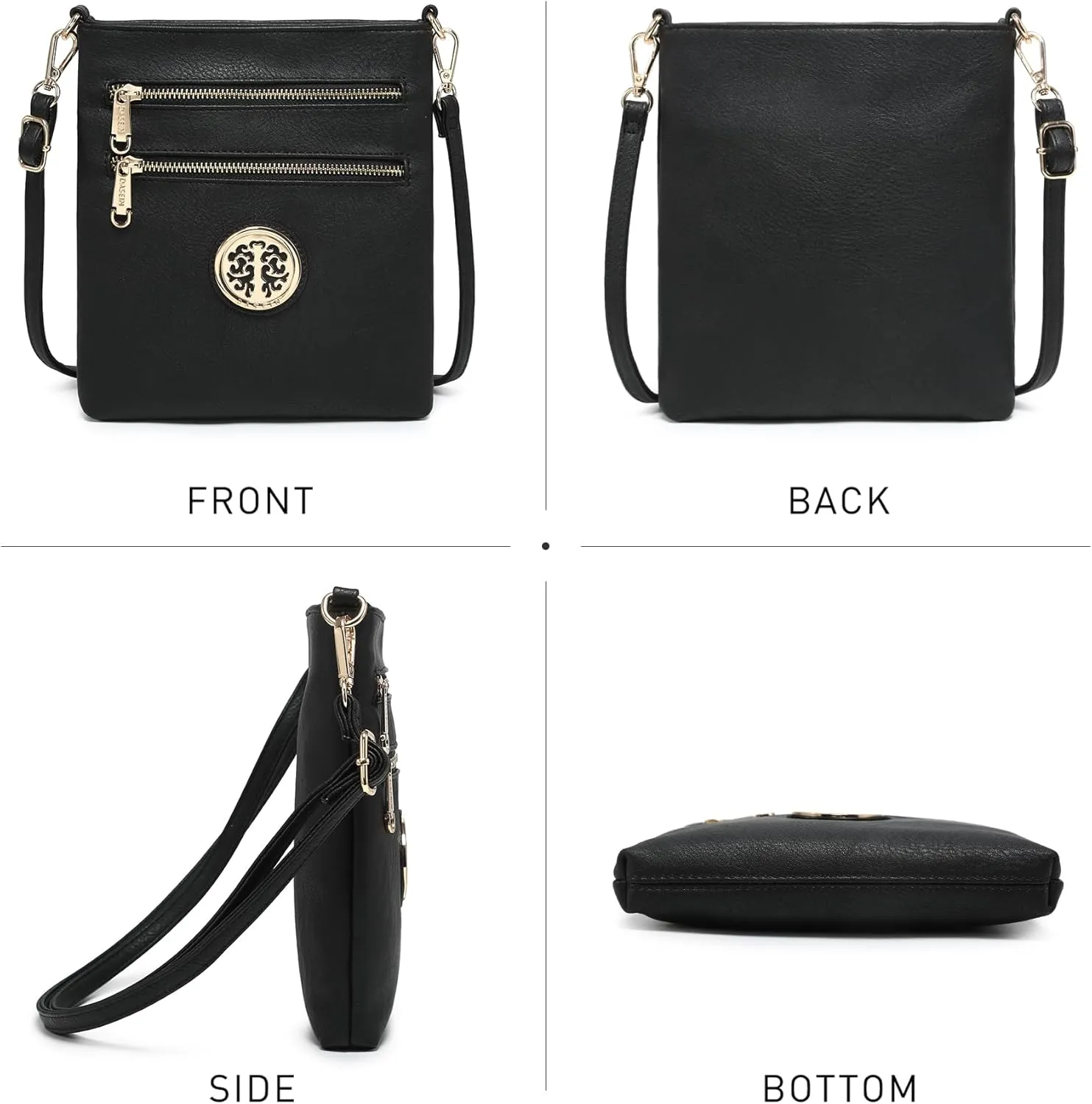 Dasein Women Small Crossbody Bag Lightweight Shoulder Purses Multi Zipper Pockets Phone Purse Handbag