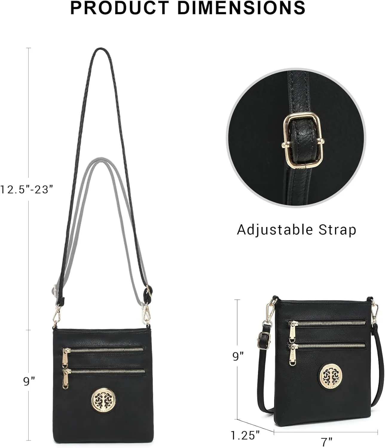 Dasein Women Small Crossbody Bag Lightweight Shoulder Purses Multi Zipper Pockets Phone Purse Handbag