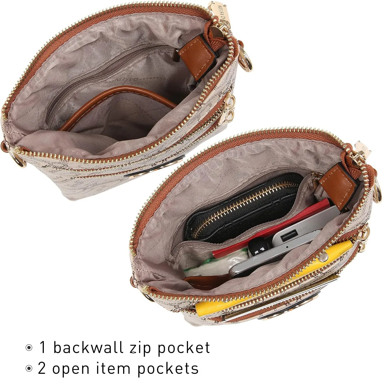 Dasein Women Small Crossbody Bag Lightweight Shoulder Purses Multi Zipper Pockets Phone Purse Handbag