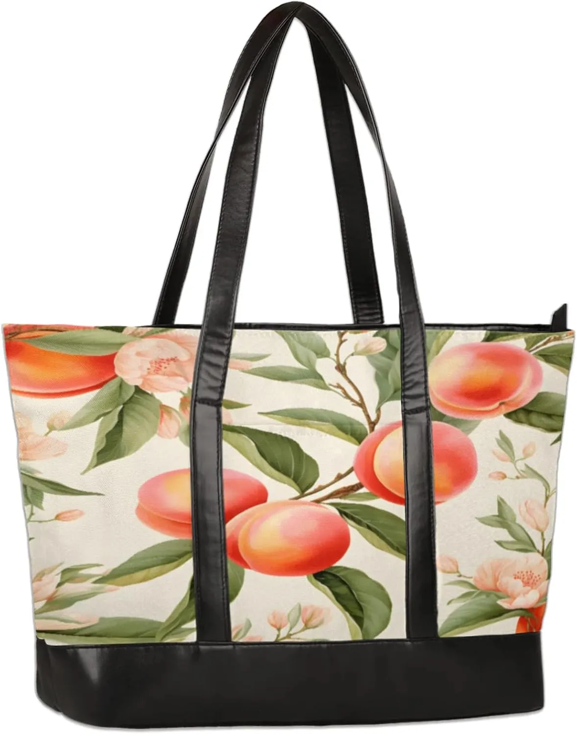 Delicious Watercolour Peaches Laptop Tote Bag for Women Lightweight Work Purse with Multiple Compartments Fits 13-15.6 Inch Laptop Tablet Shoulder Bag for Office Travel Daily Use