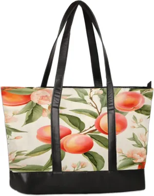 Delicious Watercolour Peaches Laptop Tote Bag for Women Lightweight Work Purse with Multiple Compartments Fits 13-15.6 Inch Laptop Tablet Shoulder Bag for Office Travel Daily Use