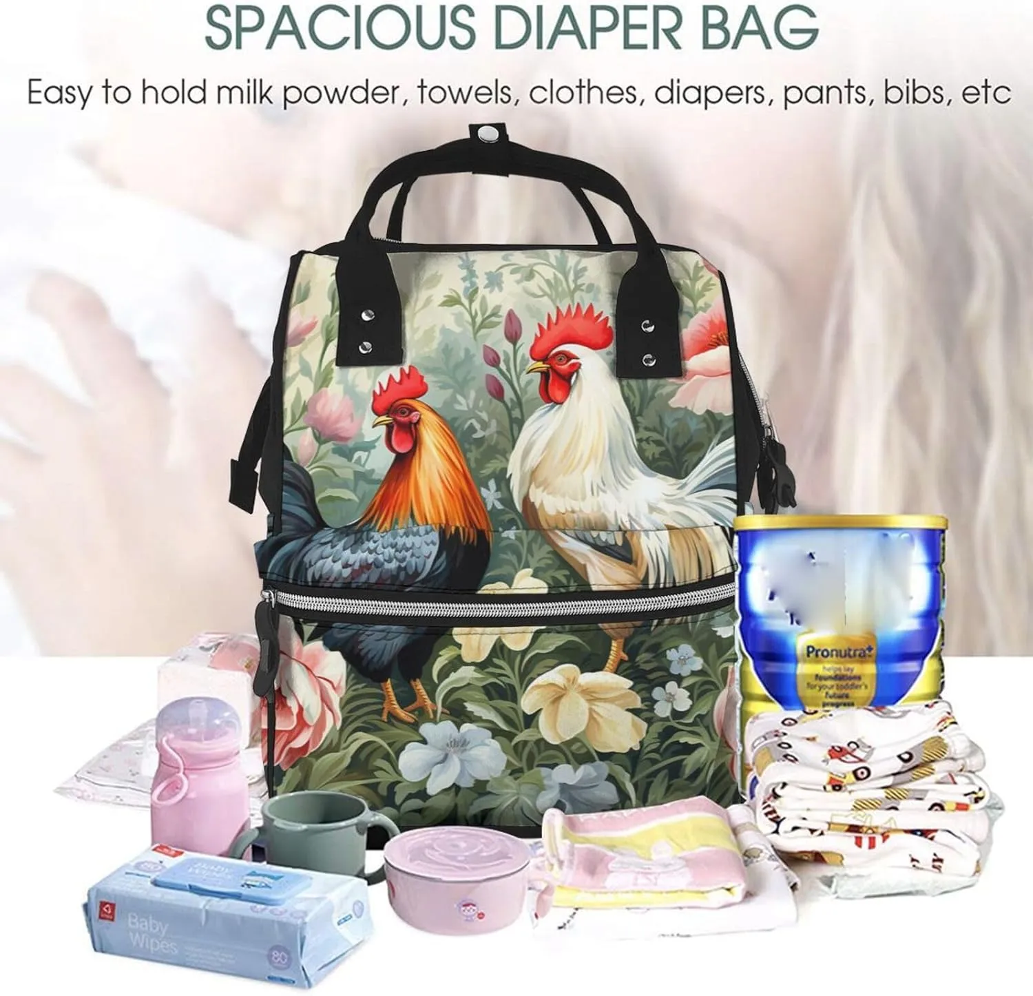 Diaper Bag Backpack Rooster Nappy Backpack Maternity Baby Nappy Bag Changing Bags for Travel
