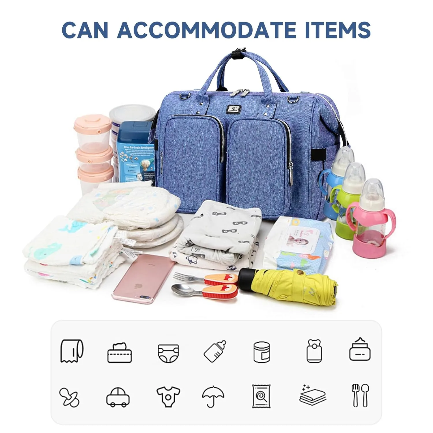 Diaper Bag Totes with Changing Pad & Stroller Straps, Large Portable Newborn Baby Bags, Unisex and Stylish Travel Diaper Backpacks for Mom and Dad (Bluish violet)