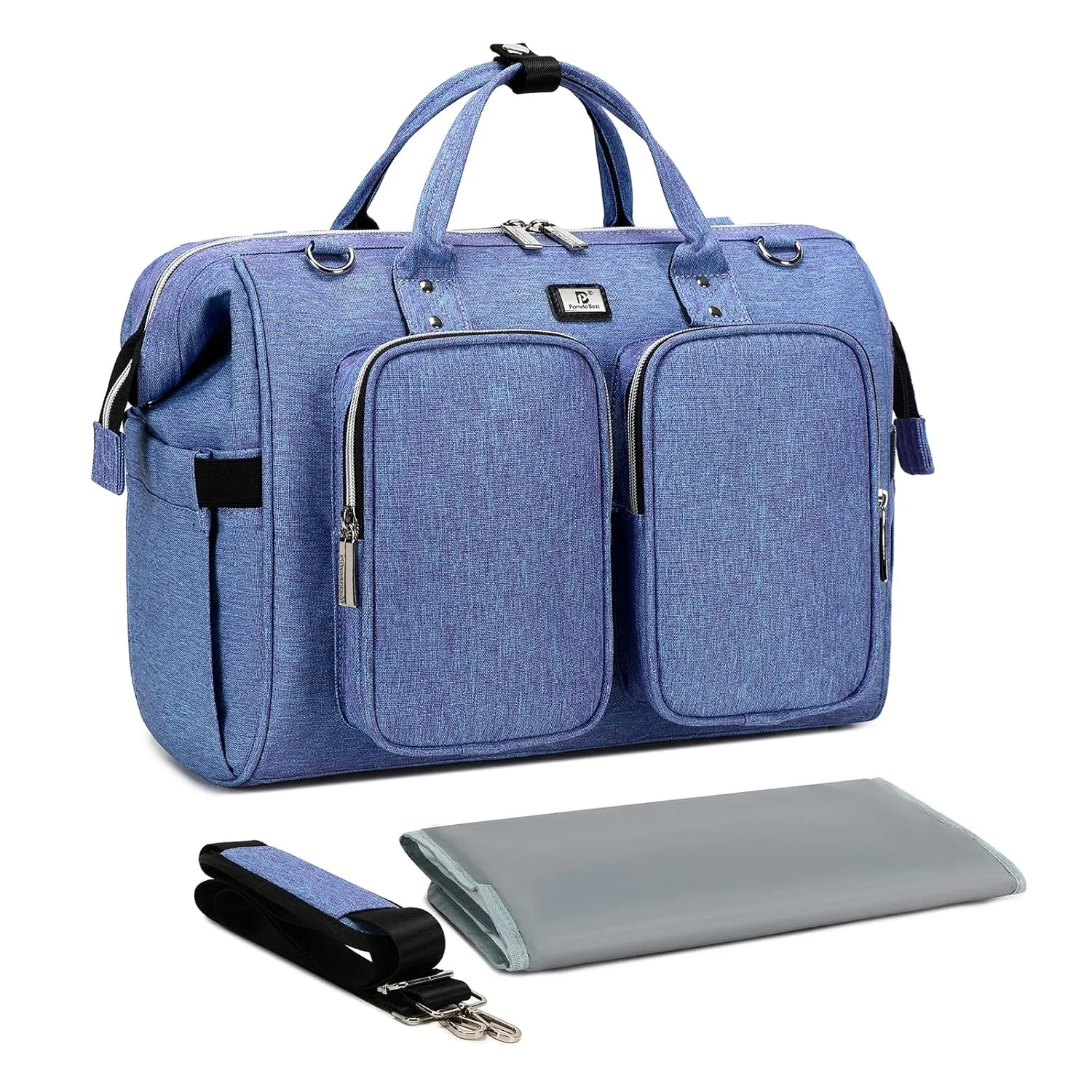 Diaper Bag Totes with Changing Pad & Stroller Straps, Large Portable Newborn Baby Bags, Unisex and Stylish Travel Diaper Backpacks for Mom and Dad (Bluish violet)