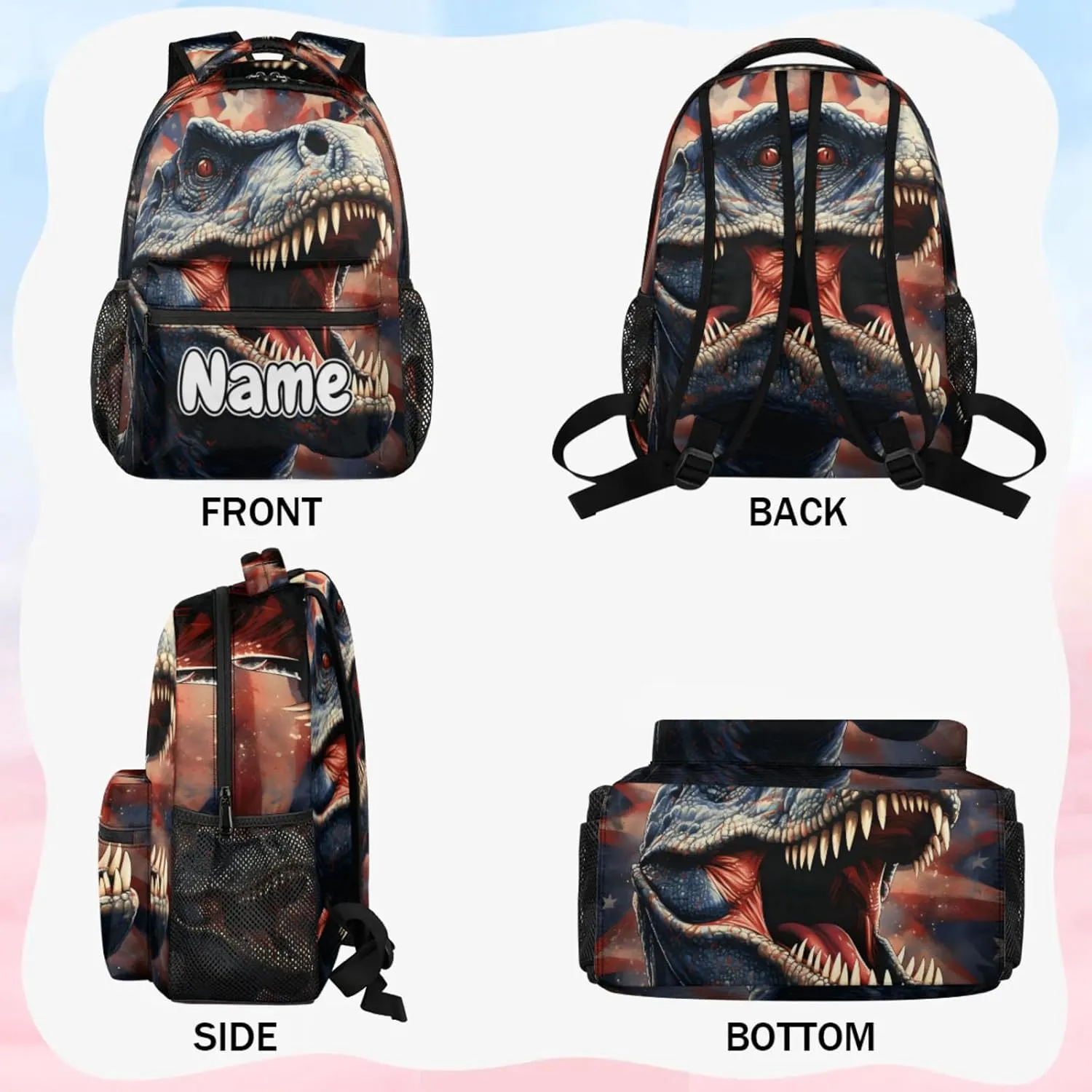 Dinosaur Theme Large Backpack Fashion Travel Backpacks for Business Women Men Casual Laptop Bag Waterproof Lightweight Shoulder Bags 16in