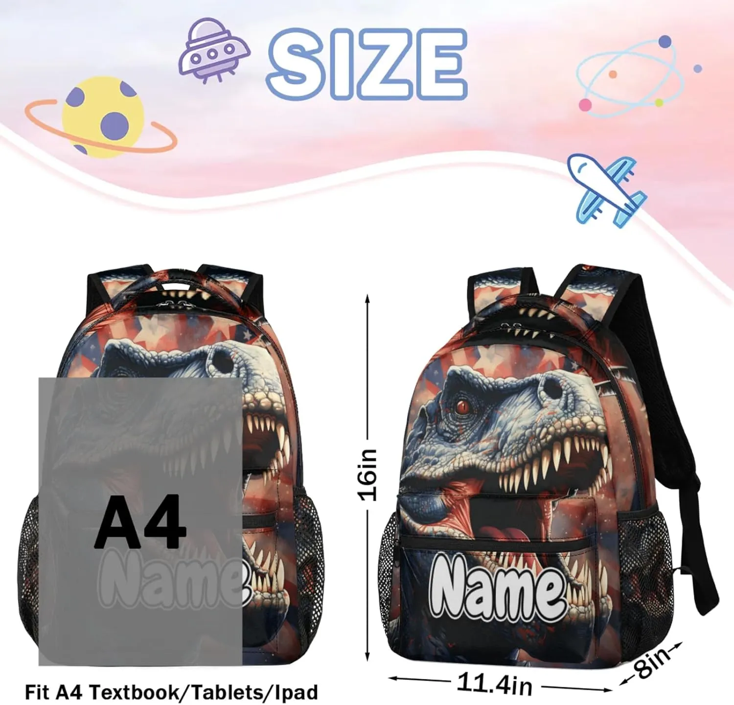 Dinosaur Theme Large Backpack Fashion Travel Backpacks for Business Women Men Casual Laptop Bag Waterproof Lightweight Shoulder Bags 16in