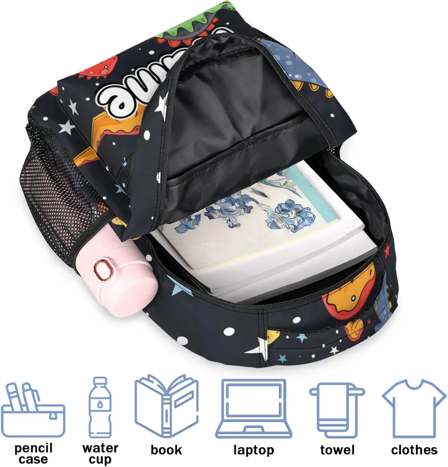 Dinosaurs Stars Large Backpack Fashion Travel Backpacks for Business Women Men Casual Laptop Bag Waterproof Lightweight Shoulder Bags 16in