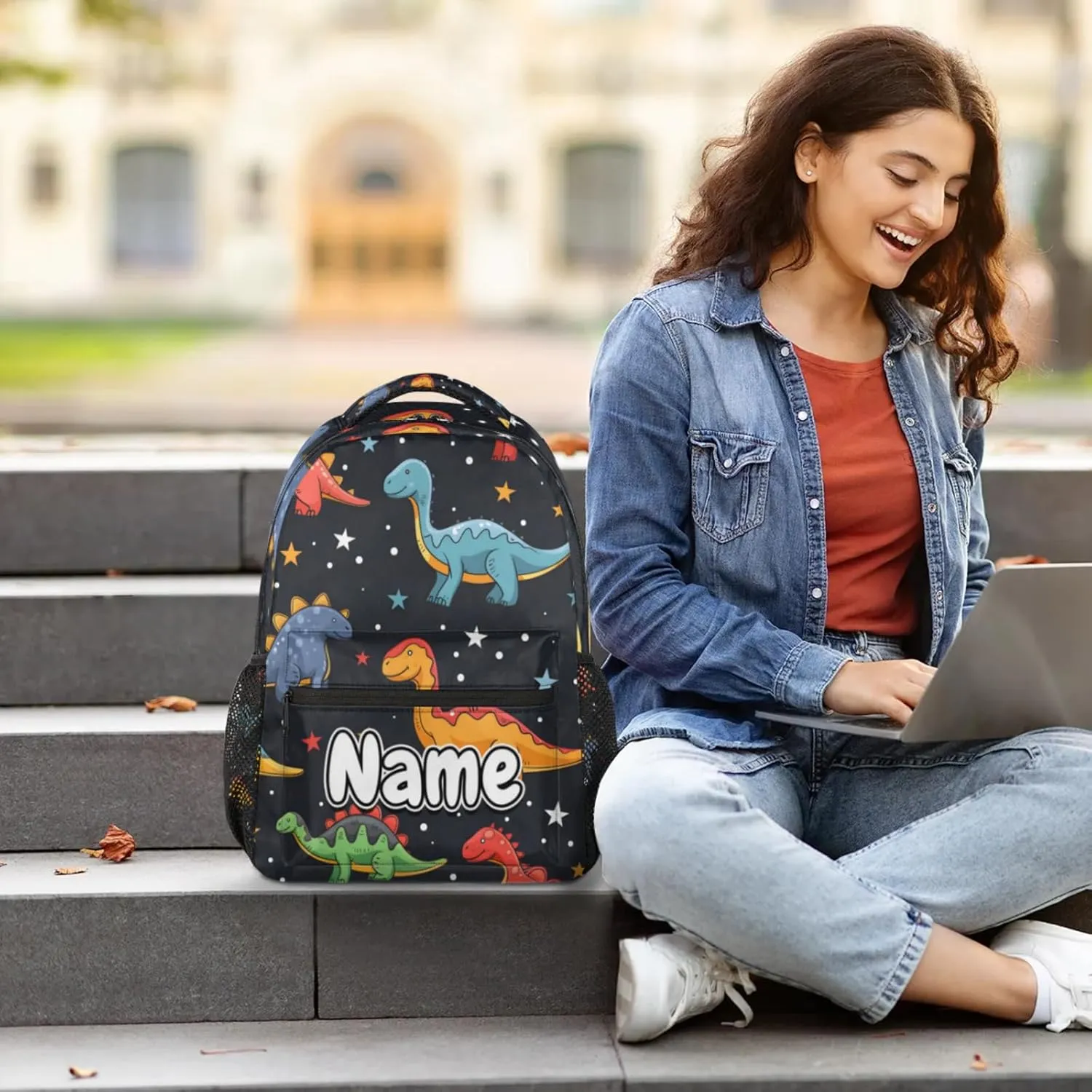 Dinosaurs Stars Large Backpack Fashion Travel Backpacks for Business Women Men Casual Laptop Bag Waterproof Lightweight Shoulder Bags 16in