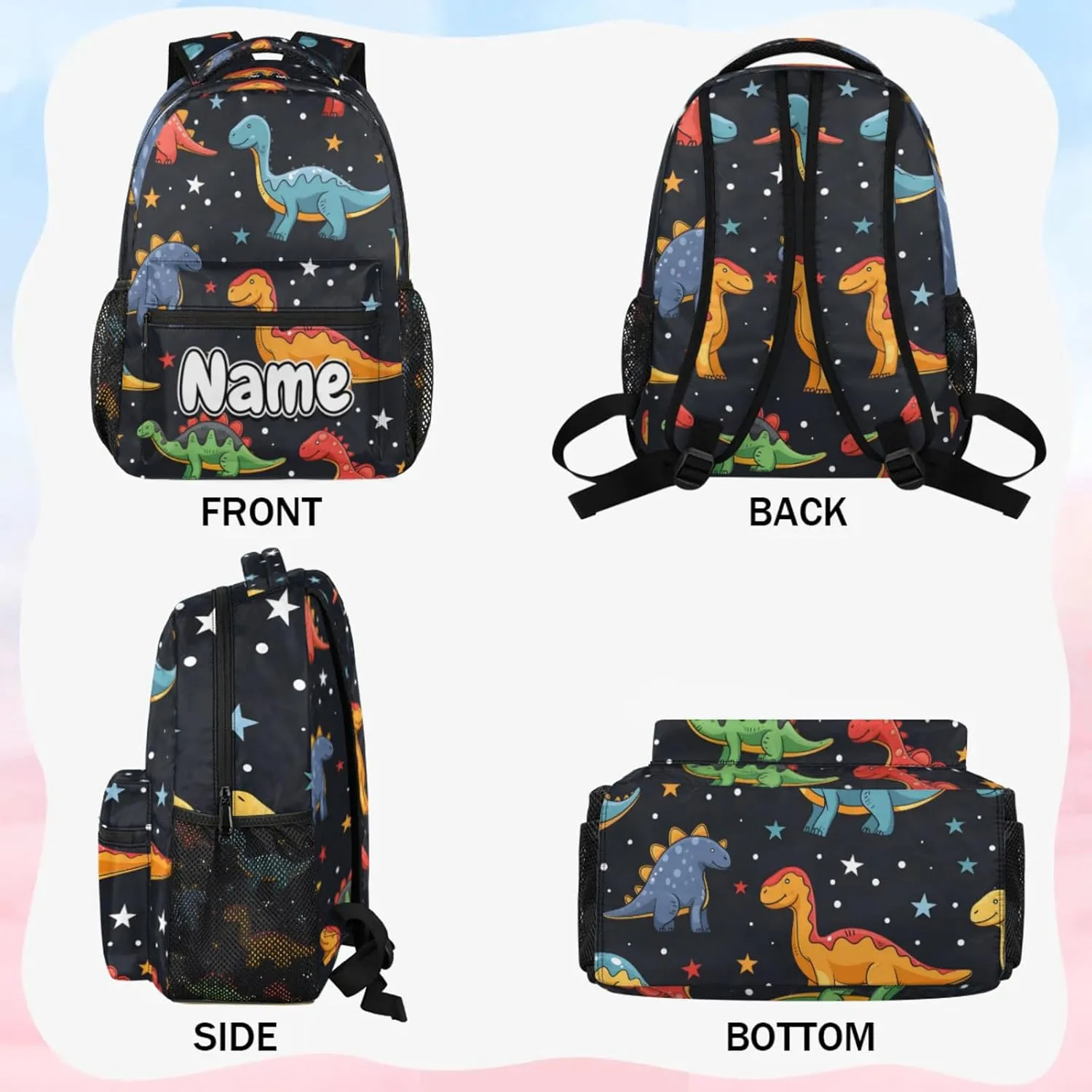 Dinosaurs Stars Large Backpack Fashion Travel Backpacks for Business Women Men Casual Laptop Bag Waterproof Lightweight Shoulder Bags 16in