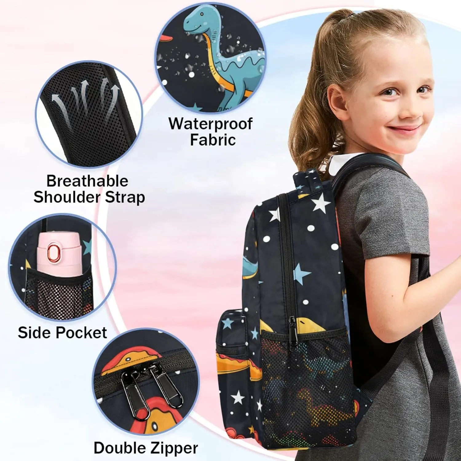 Dinosaurs Stars Large Backpack Fashion Travel Backpacks for Business Women Men Casual Laptop Bag Waterproof Lightweight Shoulder Bags 16in