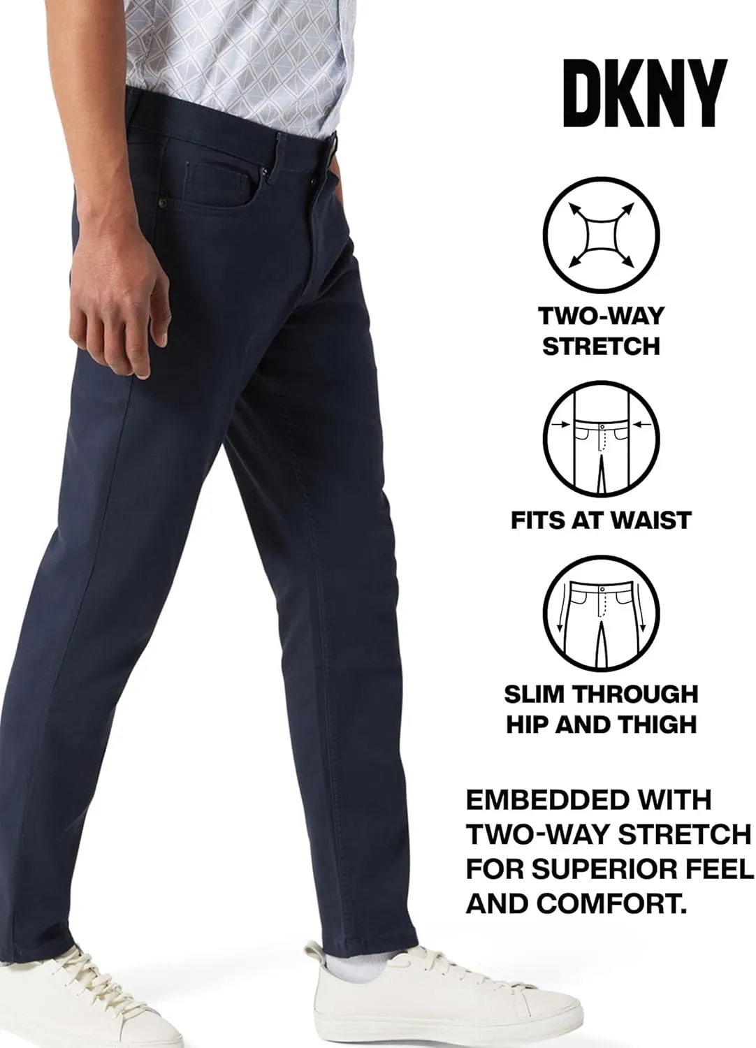 DKNY Mens Pants - Slim Fit Business Casual Pants for Men | Ultra Soft Mens Chino Stretch Work Pant | Everyday Casual Slacks