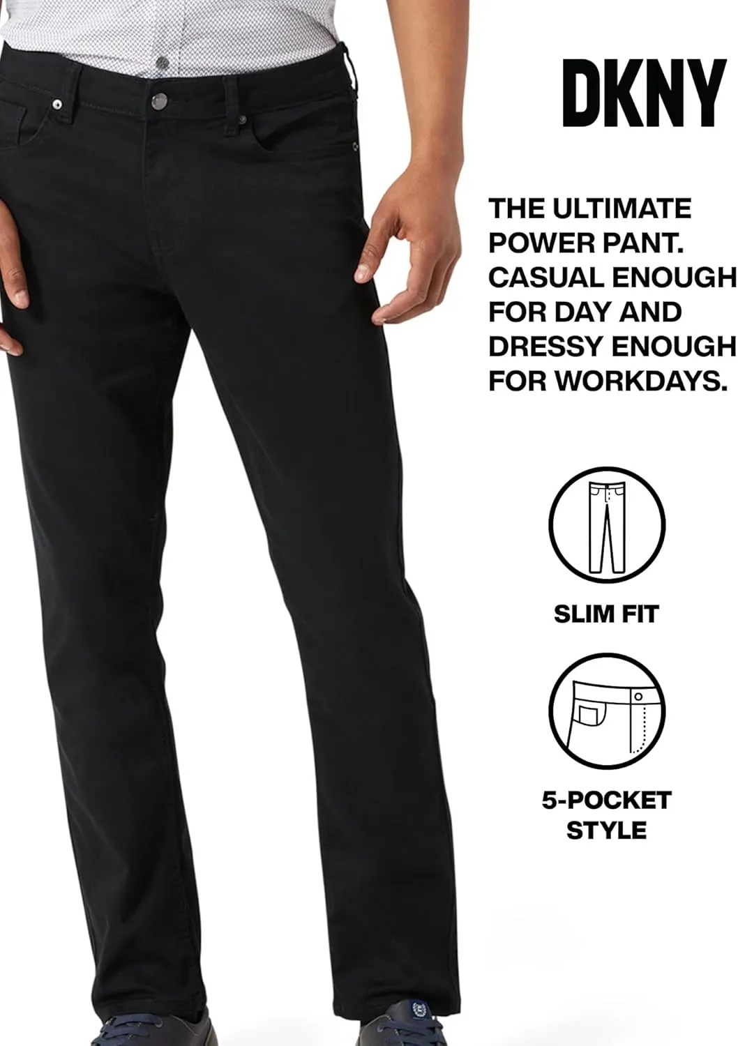 DKNY Mens Pants - Slim Fit Business Casual Pants for Men | Ultra Soft Mens Chino Stretch Work Pant | Everyday Casual Slacks