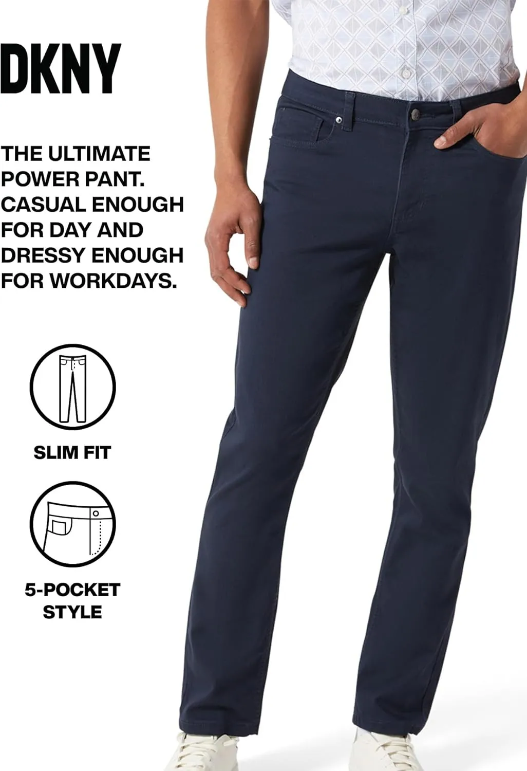 DKNY Mens Pants - Slim Fit Business Casual Pants for Men | Ultra Soft Mens Chino Stretch Work Pant | Everyday Casual Slacks