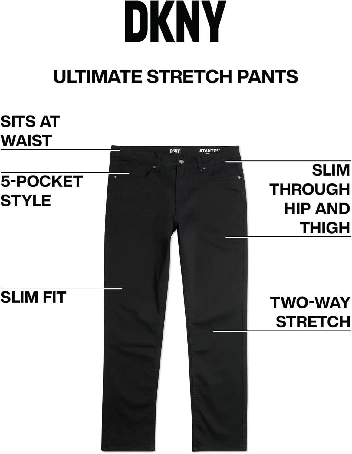 DKNY Mens Pants - Slim Fit Business Casual Pants for Men | Ultra Soft Mens Chino Stretch Work Pant | Everyday Casual Slacks