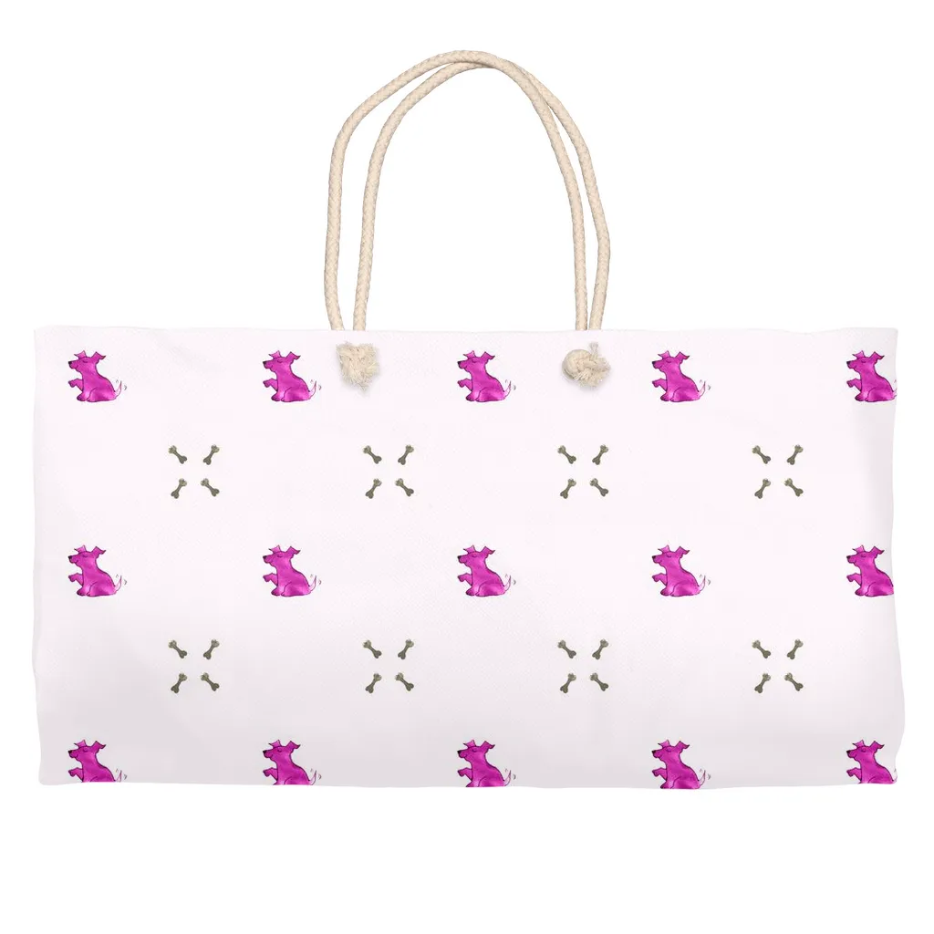 Dog and Diamond Bone Pattern Weekender Tote ( Pink)