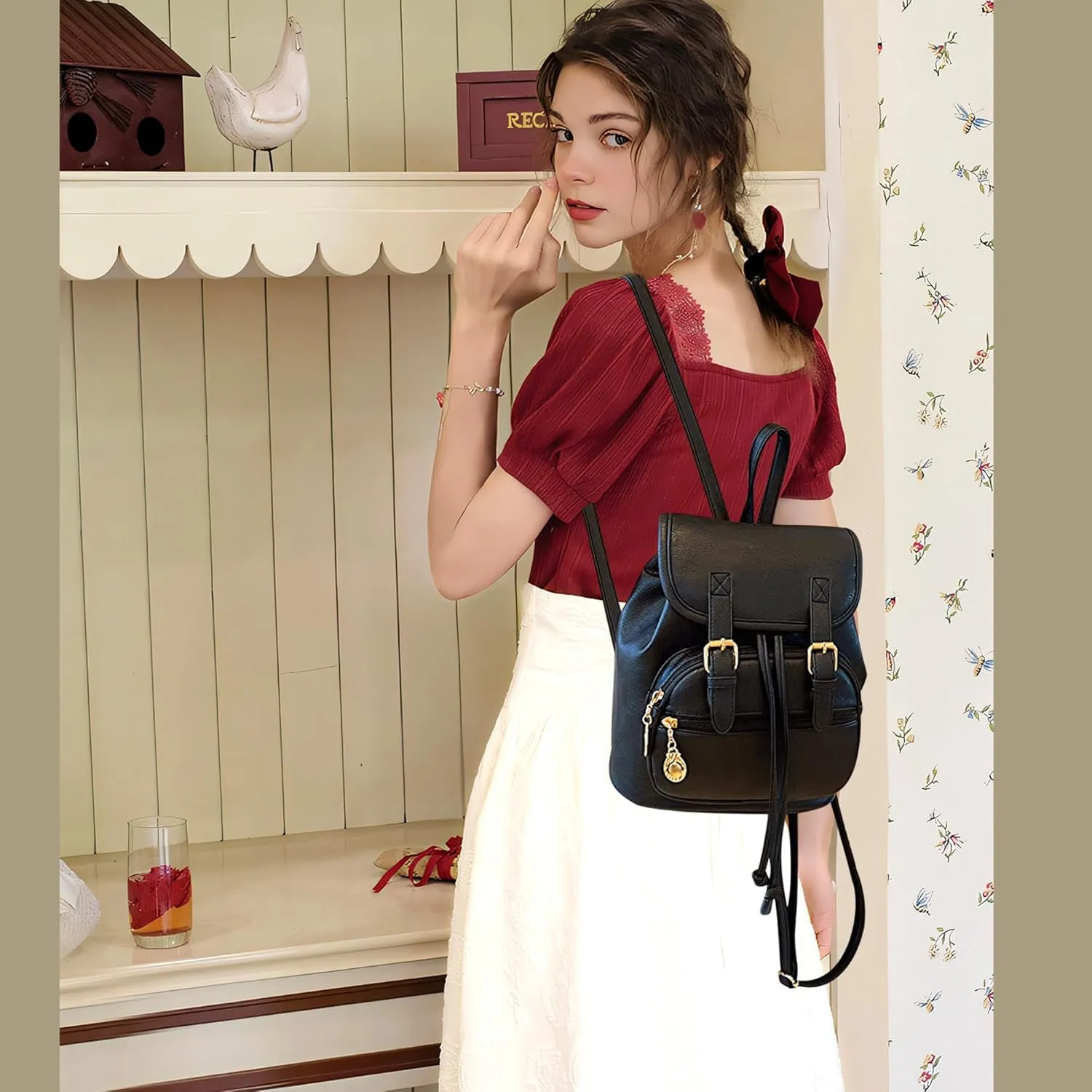 Dora & Liz Mini Backpack Purse for Women Leather Fashion Cute Small Backpacks Lightweight Travel Ladies Shoulder Bags
