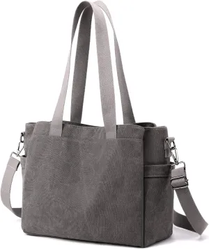 DOURR Hobo Handbags Canvas Crossbody Bags for Women, Multi Compartment Large Tote Purse for Work Travel