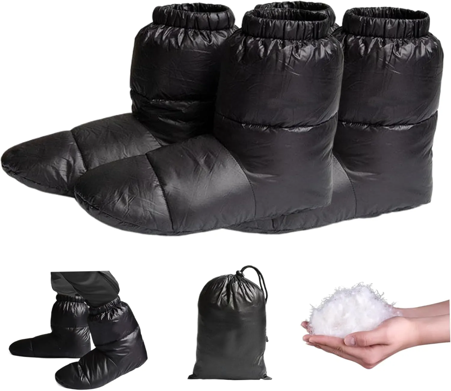 Down Booties Socks, 1 Pair Ultralight Winter Down Booties Socks with Storage Bag, Windproof Sleeping Sock, Cozy Foot Warmer for Camping