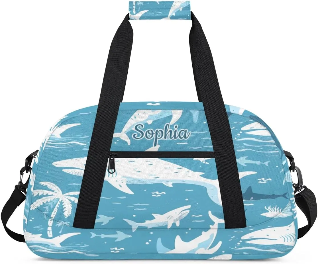 Duffel Bags for Kids Gym Bag with Name Personalized Small Dance Bag for Girls Luggage Bags Kids Duffel Bag Boy Blue Sea Animals