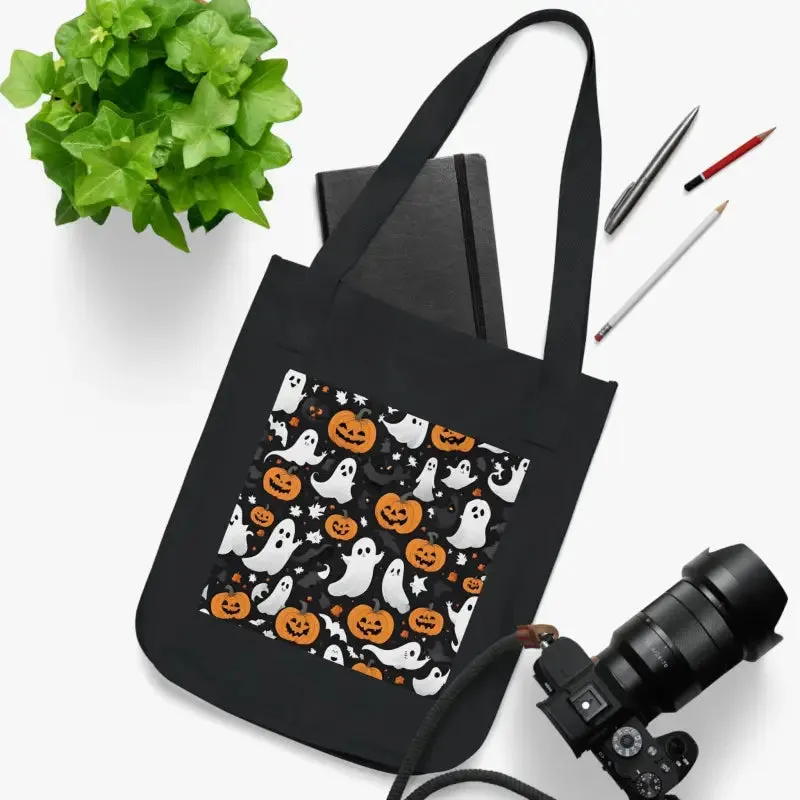 Eco Friendly Halloween Canvas Tote with Jack o Lanterns