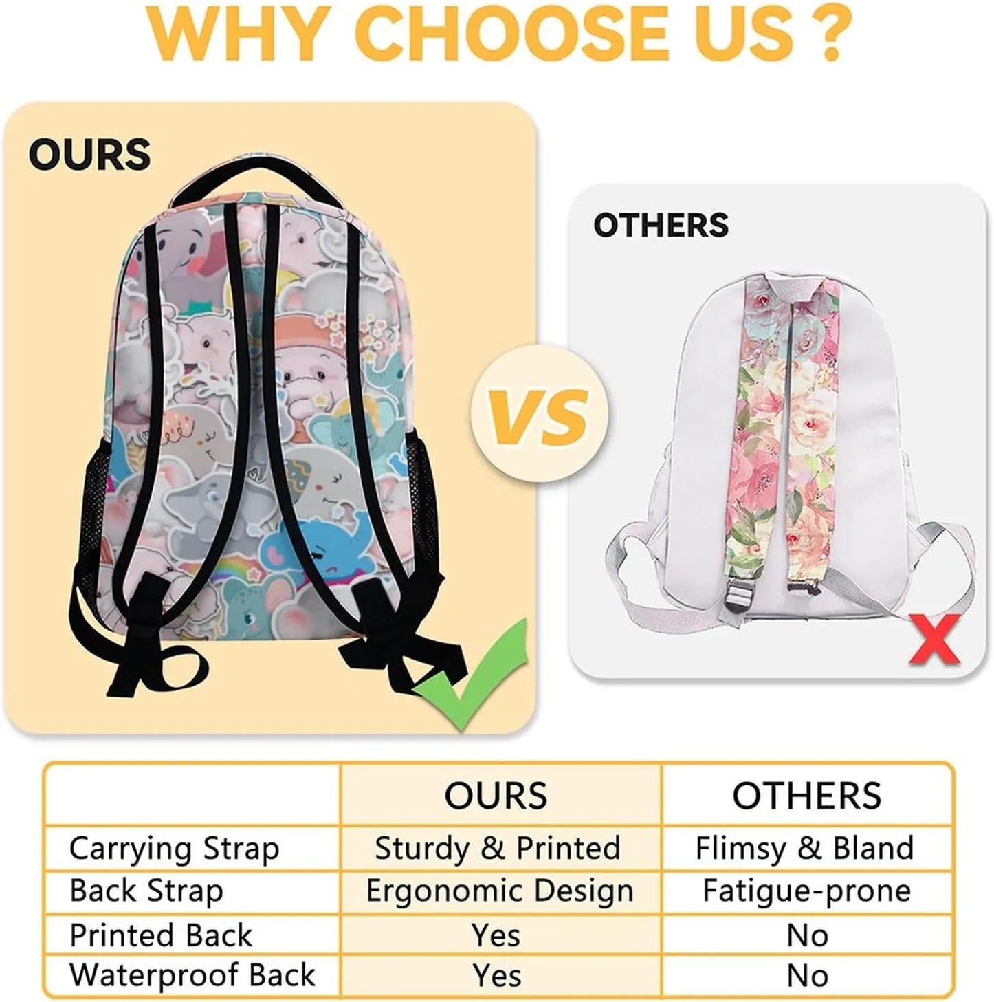 Elephant Backpacks for Girls, Boys - 16 Inch Cute Backpack for School - Large Capacity, Durable, Lightweight Bookbag for Kids Travel