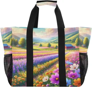 Emelivor Flower Barn Colorful Large Tote Bag Grocery Bags Canvas Travel Beach Bag Handbags Waterproof Diaper ShoulderBag for Women Shopping Work Gym with Handle