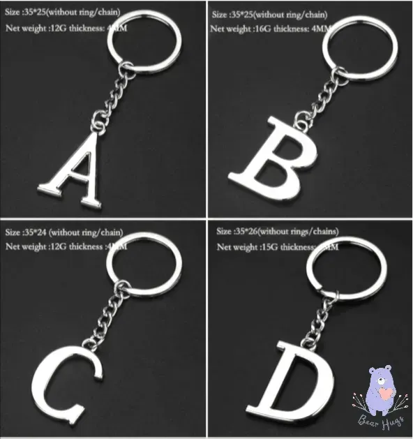 English Letters Keychain A to Z