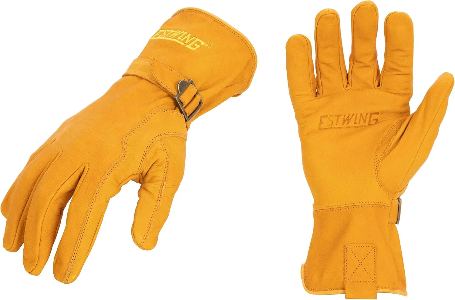 Estwing Classic Leather Driver Work Glove with Adjustable Wrist Strap in Russet Brown