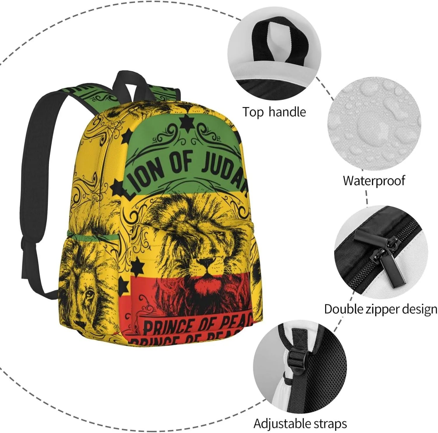 Ethiopia Flag Ethiopia Lion Backpack Large Capacity Backpack Lightweight Double Shoulder Bag For Women Men Travel