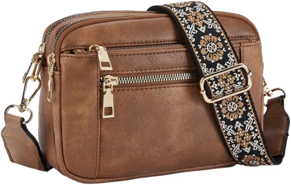 Ethnic Leather Bags for Women Casual Shoulder Bag Crossbody Bag Satchel on Trend Purses for Work Travel 2024