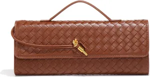 Evening Woven Handbag for Women Casual Fashion Crossbody Bags Vegan Leather Shoulder Handbag for Cocktail Party, Work