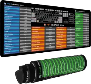 Excel/Word/PPT/Cheat Sheet Desk pad, Windows Large Gaming Office pc Mouse pad,Keyboard Shortcuts Mouse pad,Non-Slip Waterproof Desk mat,XL 31.4 x 11.8 in (TS1021)