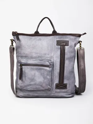 Ezra: Washed Vintage Leather Dual Color Backpack by art n vintage