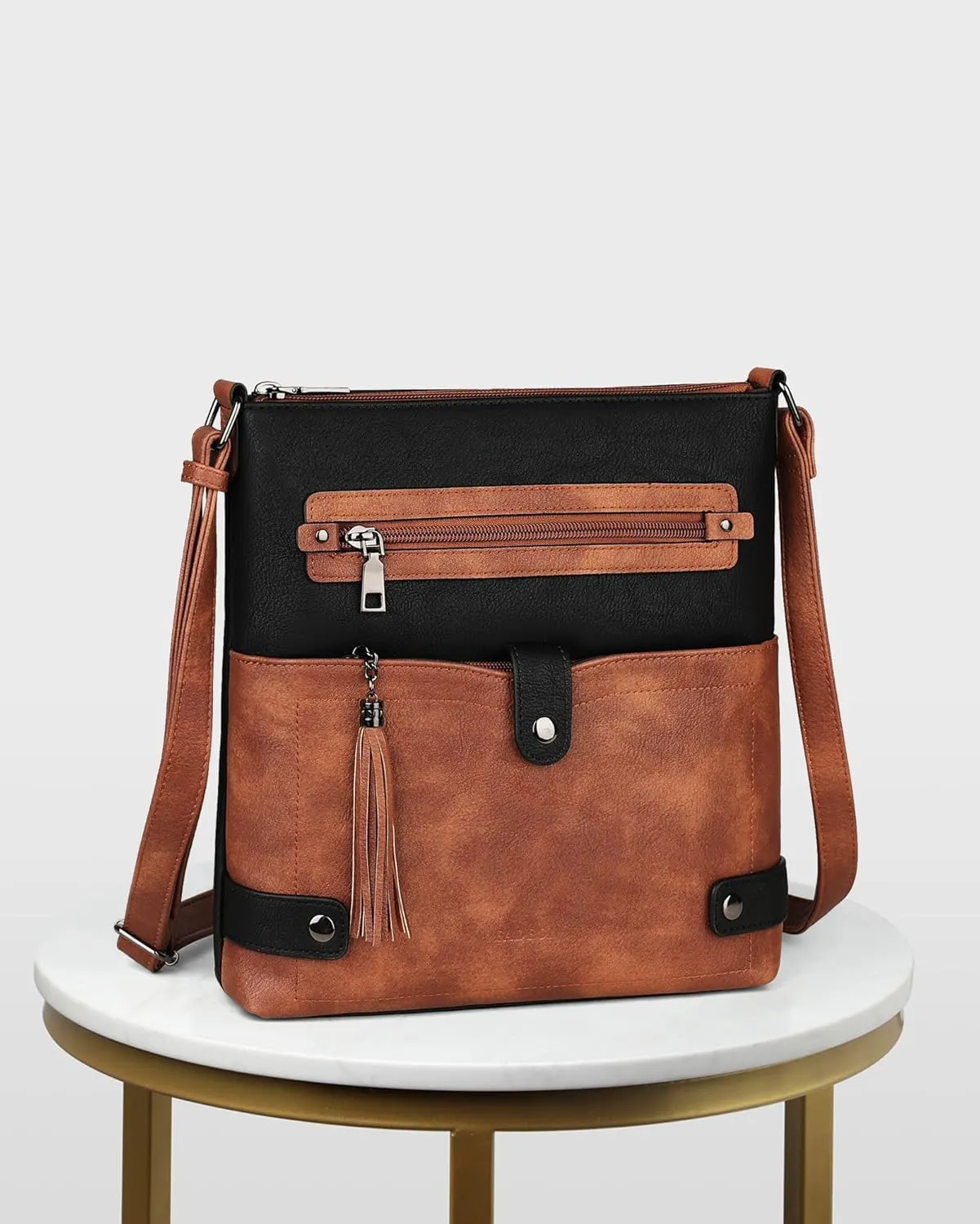 FADEON Crossbody Purses for Women Crossbody Bag, Designer Multi Pockets Shoulder Travel Purses with Tassel