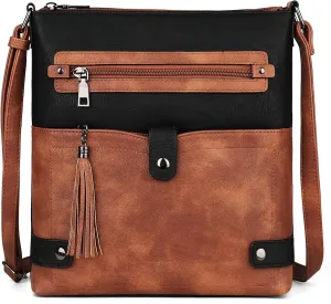 FADEON Crossbody Purses for Women Crossbody Bag, Designer Multi Pockets Shoulder Travel Purses with Tassel