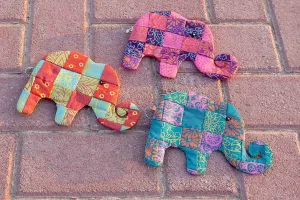 Fair Trade Naturally Printed Cotton Patchwork Elephant Purse