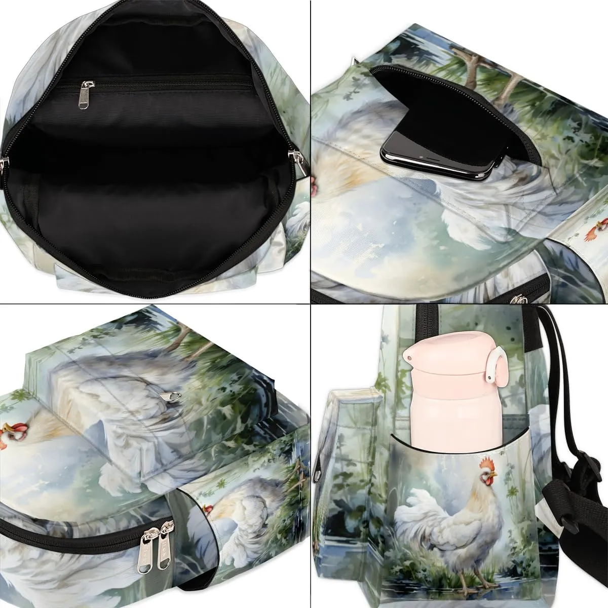 Farm Rooster Hens Chickens Mini Backpack Purse for Women Lightweight Shoulder Bag Women Shopping Backpack Small Backpacks Purse