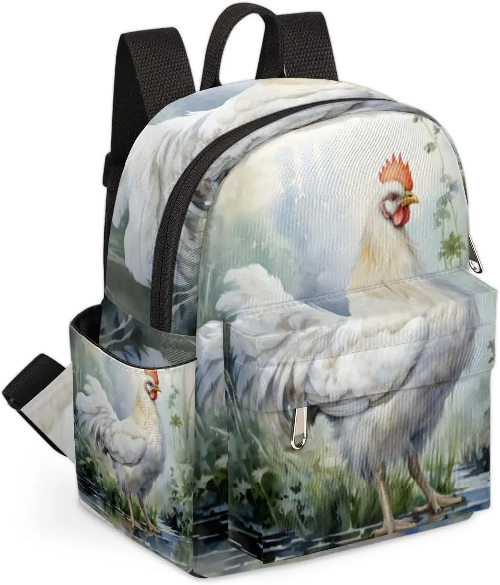 Farm Rooster Hens Chickens Mini Backpack Purse for Women Lightweight Shoulder Bag Women Shopping Backpack Small Backpacks Purse