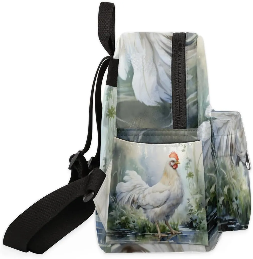 Farm Rooster Hens Chickens Mini Backpack Purse for Women Lightweight Shoulder Bag Women Shopping Backpack Small Backpacks Purse